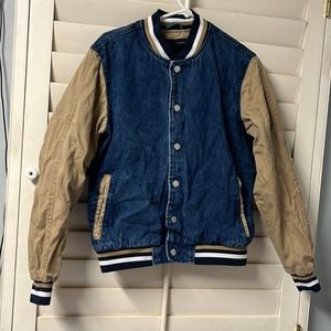 Zara Man Mixed Denim Letterman Styled Jacket